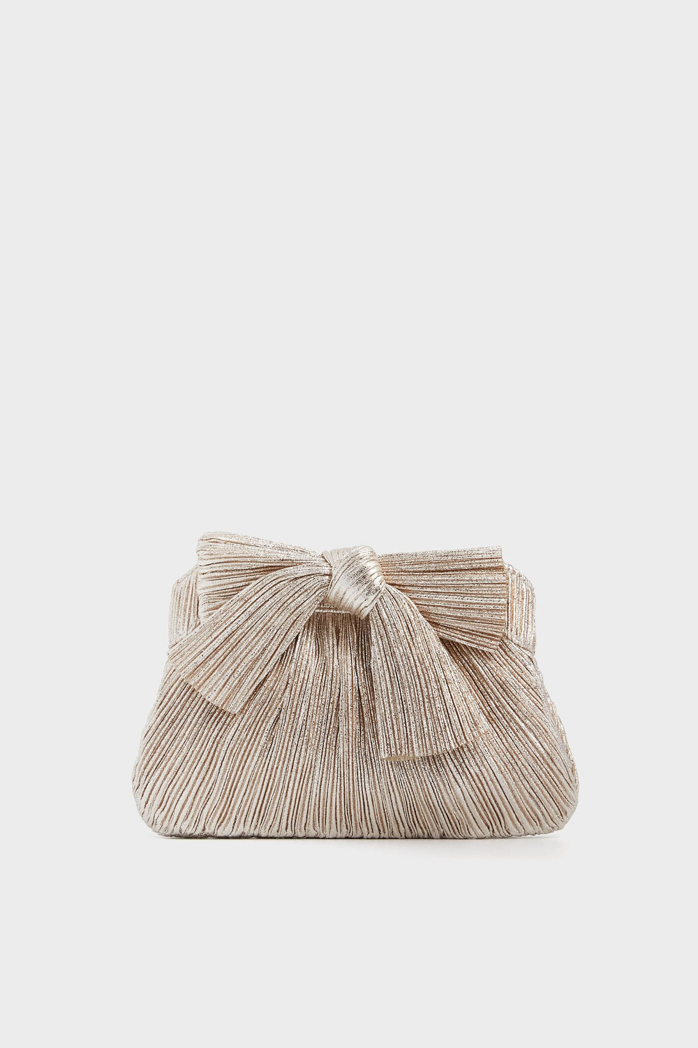 Champagne Shimmer Rayne Pleated Frame Clutch