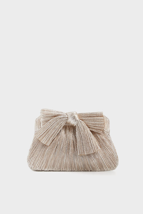 Champagne Shimmer Rayne Pleated Frame Clutch