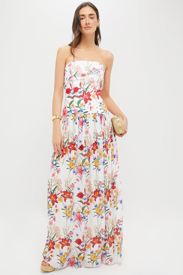 White and Color Floral Meghan Maxi Dress