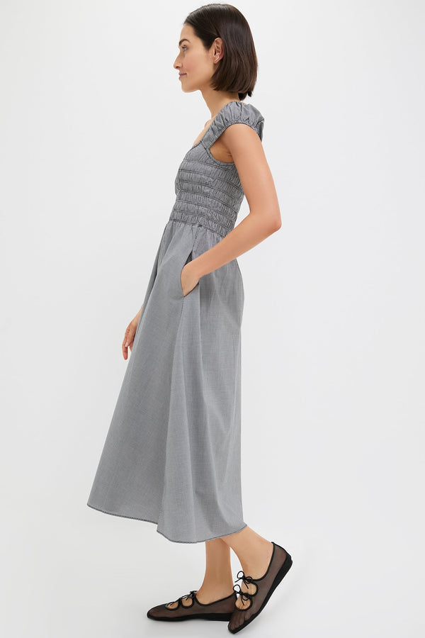 Black Gingham Amelie Midi Dress