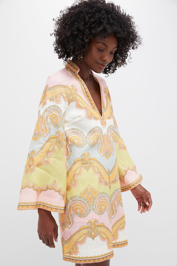 Gold Paisley Maxine Tunic Mini Dress