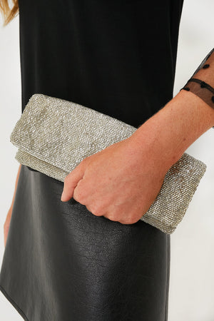 Silver Beaded Clutch