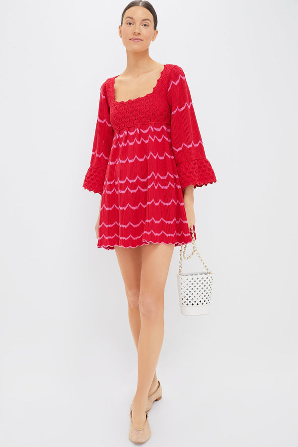 Red Crochet Trim Devon Dress
