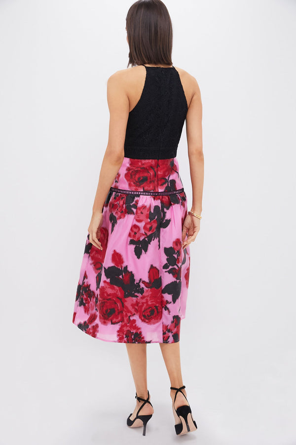 Cerise Blossom Lace Jacquard Joss Dress