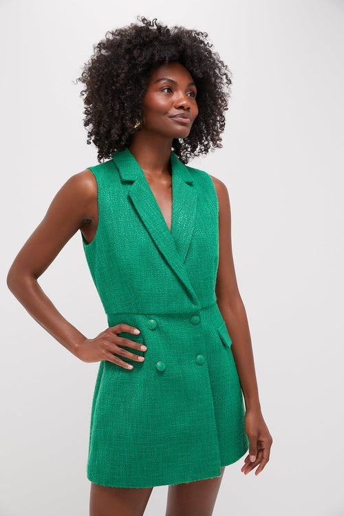 Kelly Green Tweed Campbell Romper