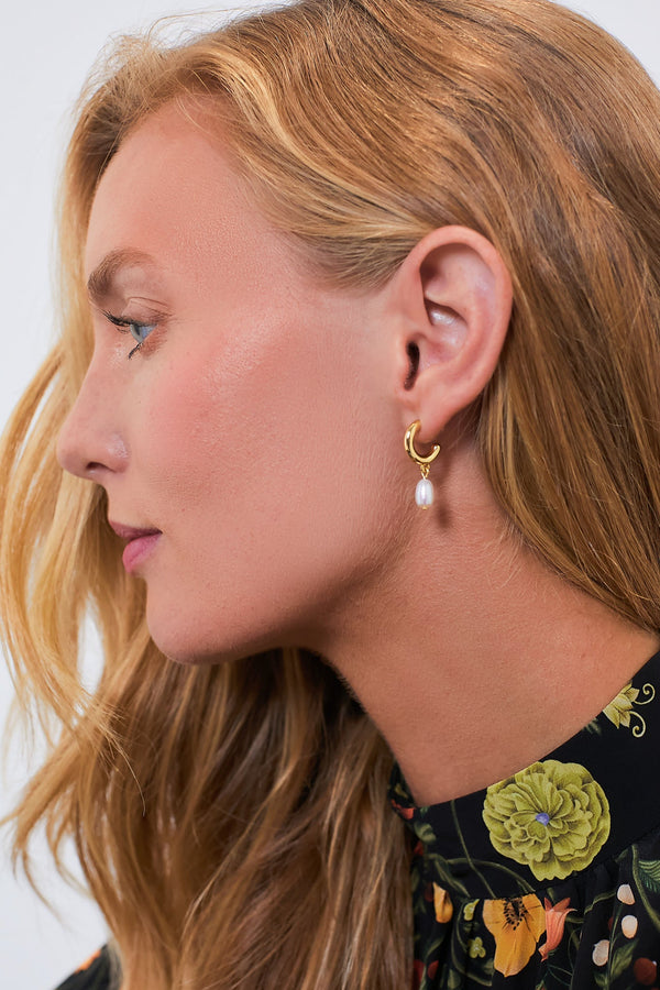Drop Pearl Annabelle Hoop Earrings