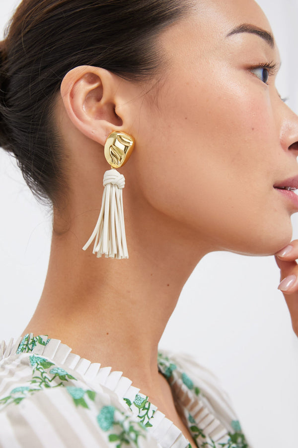 Cream Tassel Athena Earrings