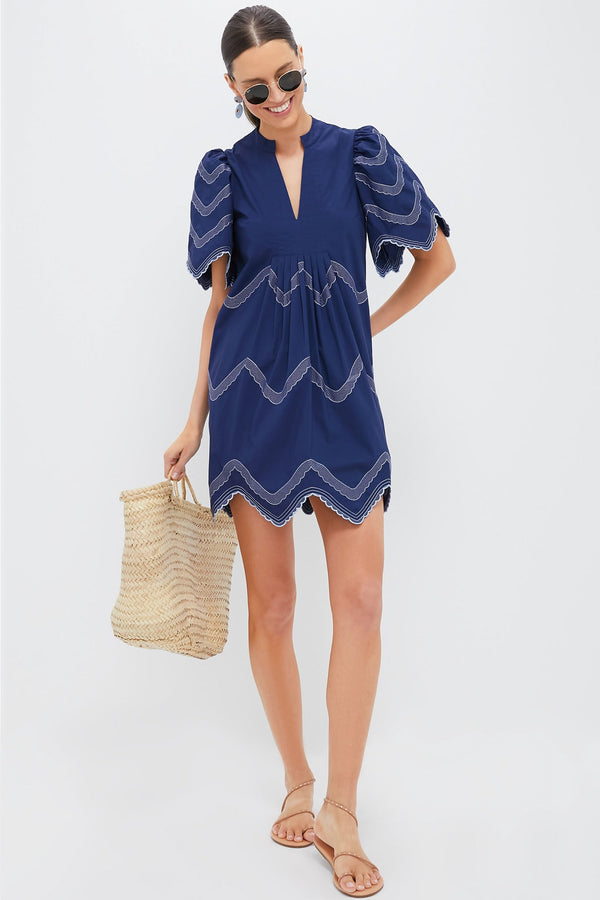 Navy Embroidered Weston Mini Dress