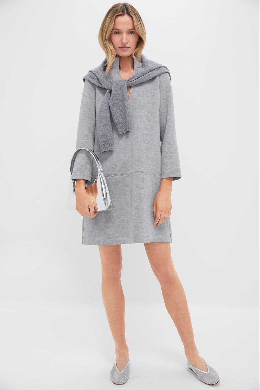 Gray Herringbone Clifton Dress