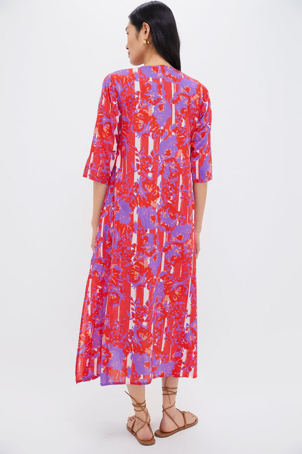 Coral Petunia Embroidered Long Kurta