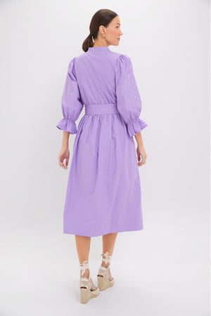 Lavender Embroidery Dowling Midi Dress