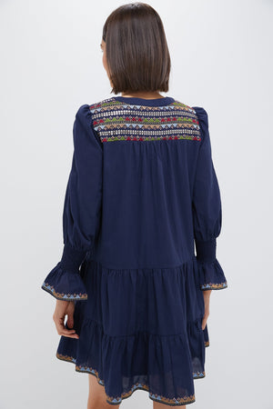 Navy Embroidered Kenzo Dress