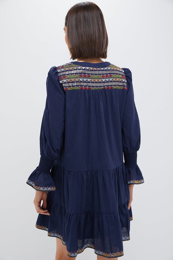 Navy Embroidered Kenzo Dress