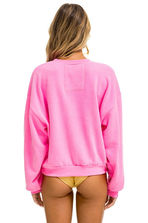 HEART STITCH RELAXED CREW SWEATSHIRT - NEON PINK