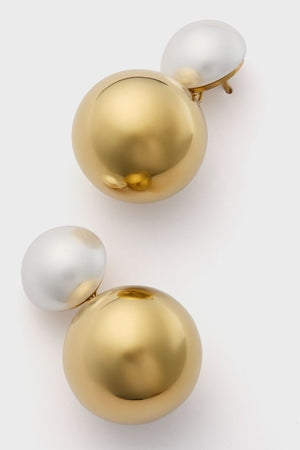Gold Pearl Sphere Earrings