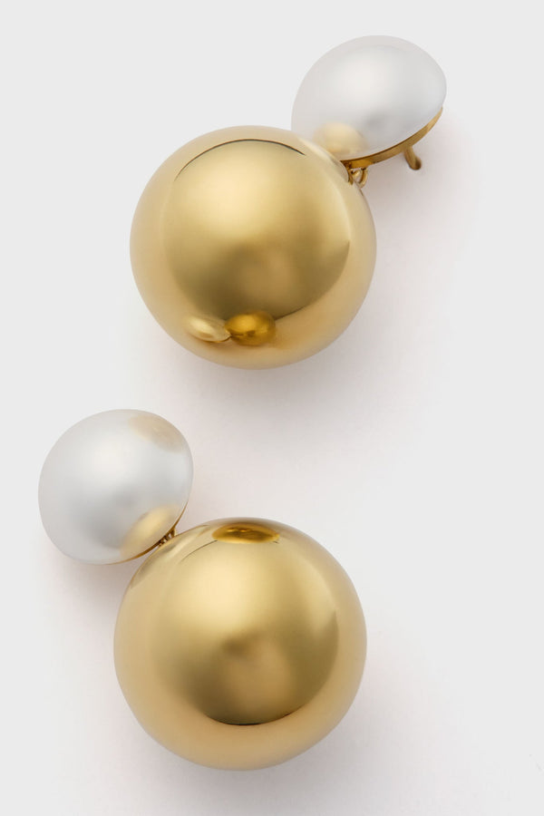 Gold Pearl Sphere Earrings