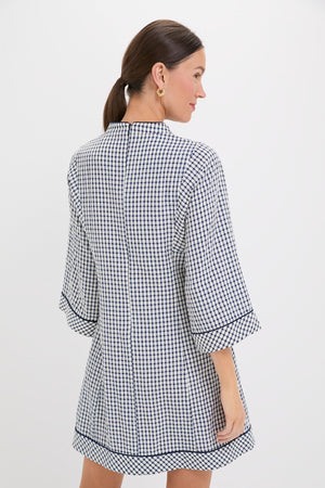 Navy Windowpane Seersucker Indy Dress