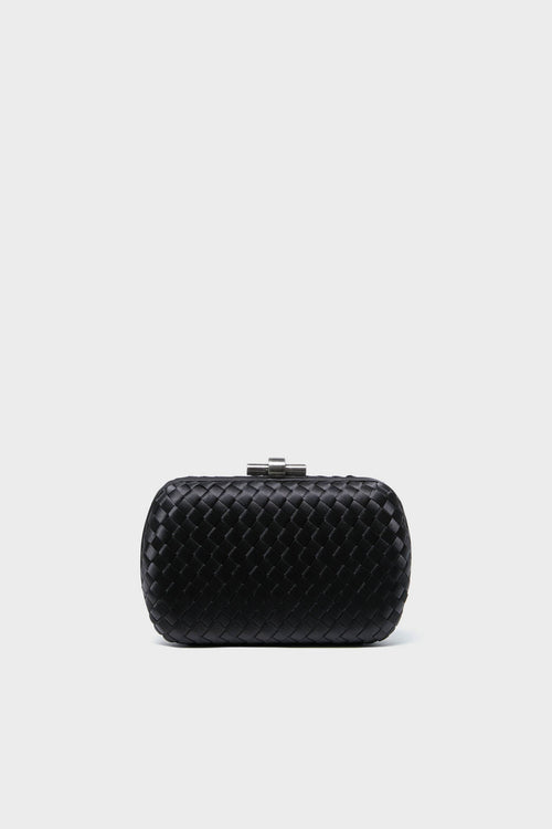 Black Evelyn Woven Clutch