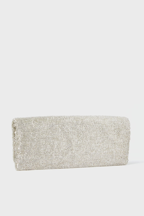 Silver Beaded Clutch
