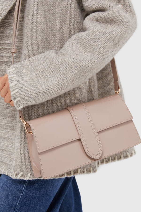 Natural Violet Patent Bag