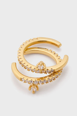 Gold Crystal Ear Cuff Set