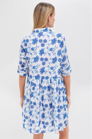 Marion Blue Long Sleeve Shirt Mini Dress