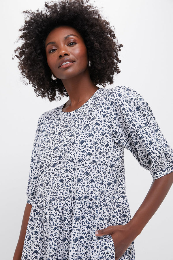 Exclusive Navy Ditsy Print Gaia Dress