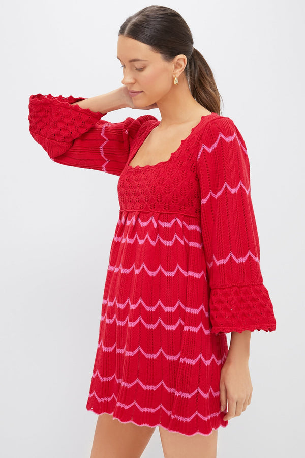 Red Crochet Trim Devon Dress