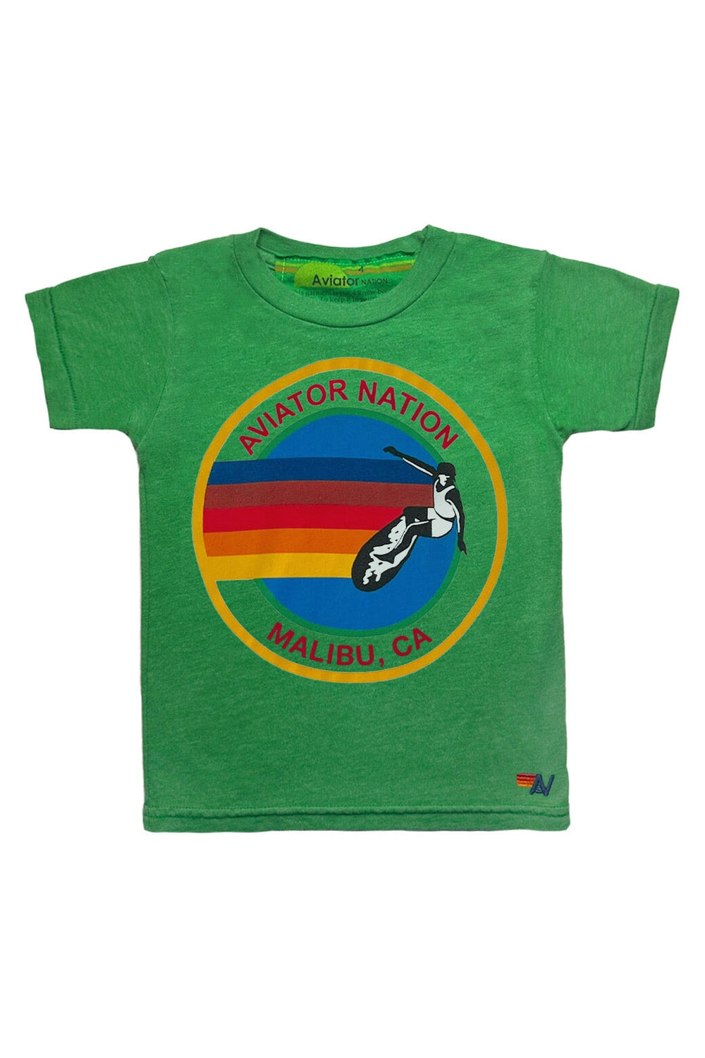 KIDS AVIATOR NATION MALIBU TEE - KELLY GREEN