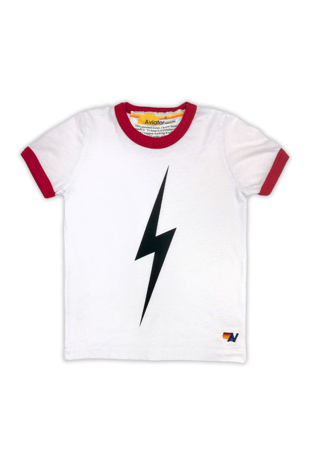 KID'S RINGER  BOLT TEE - WHITE // RED