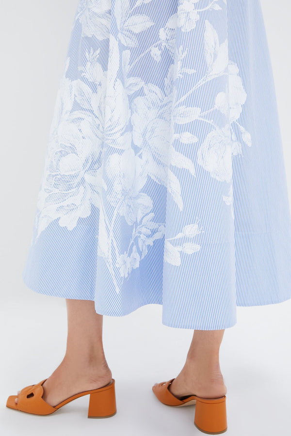 Violetta Etch Blue Short Sleeve Midi Shirt Dress