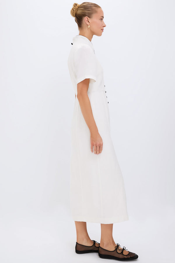 Ivory and Black Piped Etienne Dress
