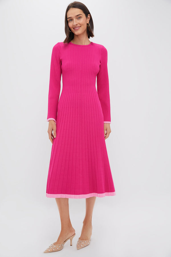 Hot Pink Long Sleeve Kiera Knit Dress