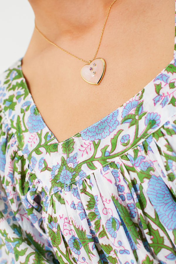 Orchid Pink Heart Pendant Necklace