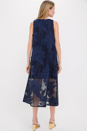 Navy Embroidered Lace Sol Dress