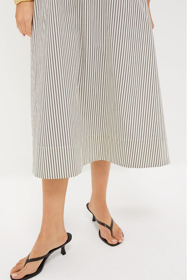 Ivory and Dark Oak Micro Stripe Cafu Dress