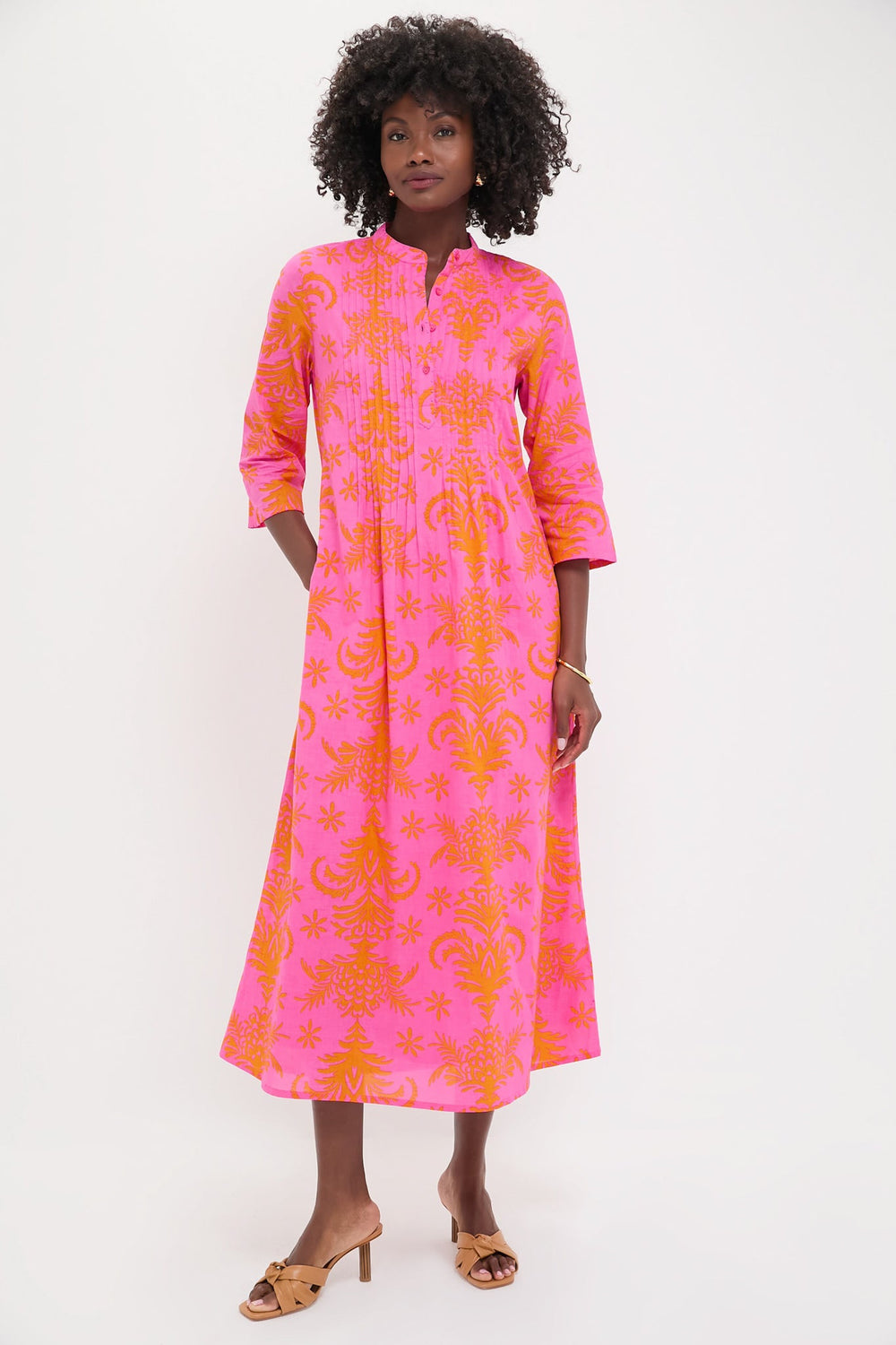 Pink Palm Woodruff Embroidered Dress