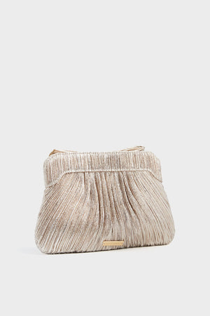 Champagne Shimmer Rayne Pleated Frame Clutch