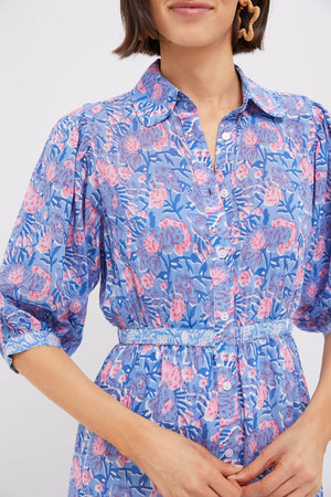 Blue Pink Printed Blair Maxi Dress