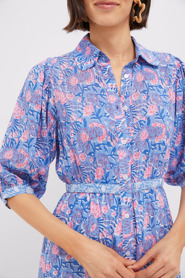 Blue Pink Printed Blair Maxi Dress