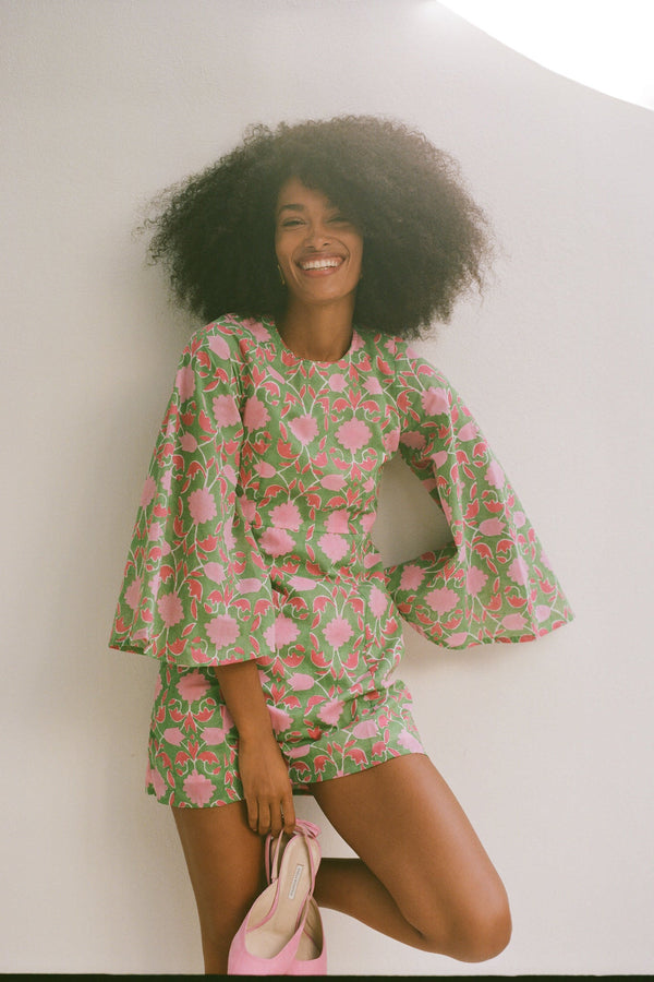 Exclusive Celery Lisbon Print Mary Dress