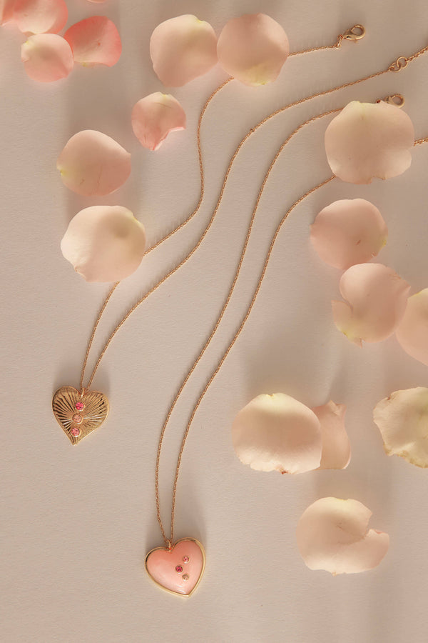 Orchid Pink Heart Pendant Necklace