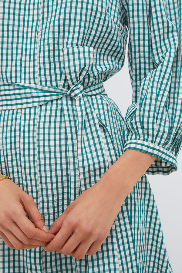 Green Gingham Seersucker Cordelia Dress