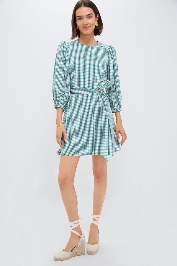 Green Gingham Seersucker Cordelia Dress