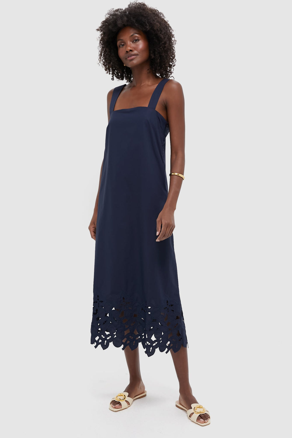 Navy Cotton Eyelet Moria Dress