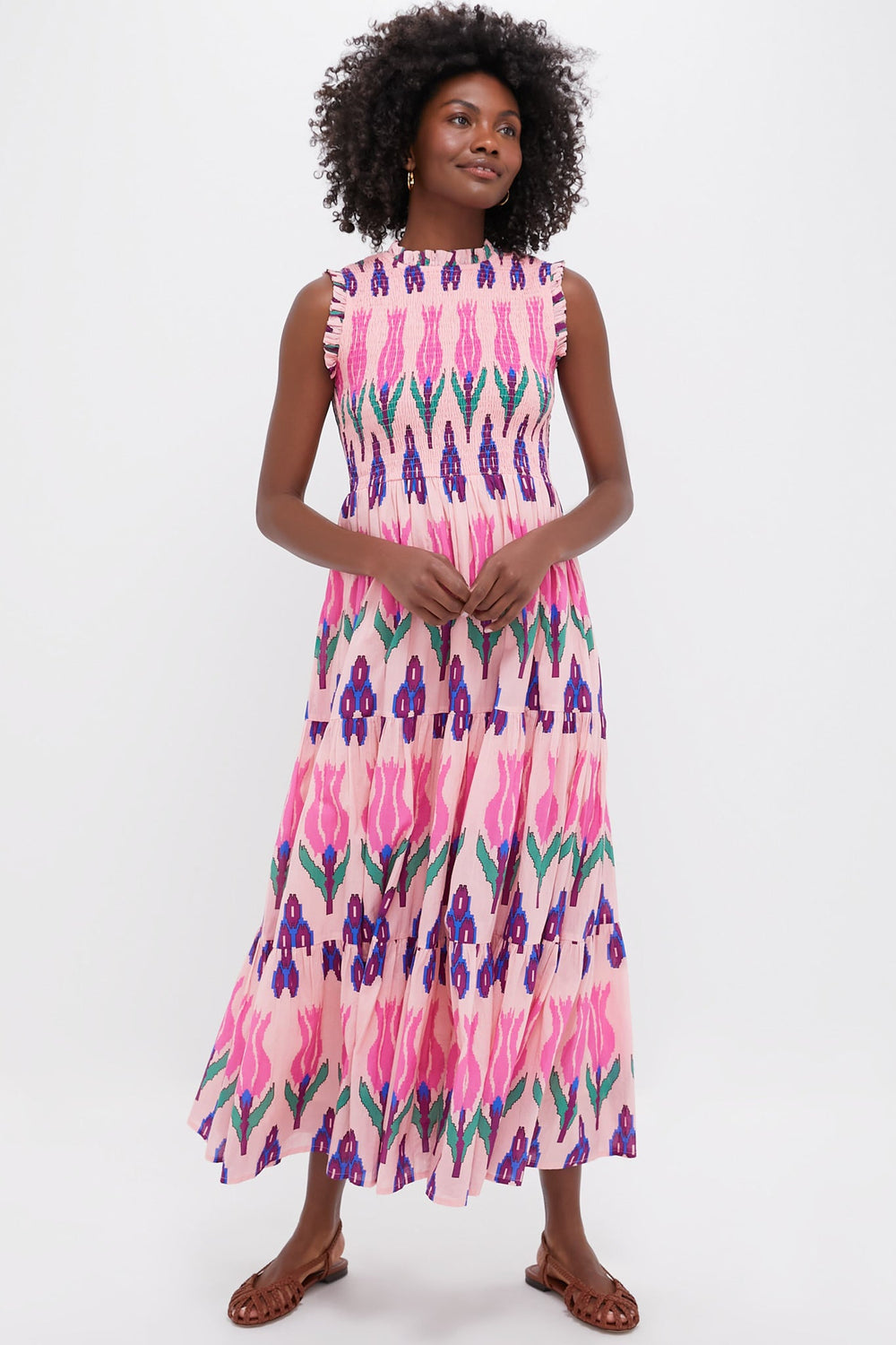 Exclusive Sumba Pink Sleeveless Smocked Maxi Dress