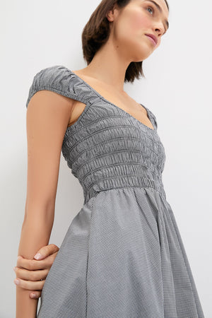 Black Gingham Amelie Midi Dress