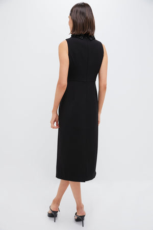 Black Floral Applique Helena Dress