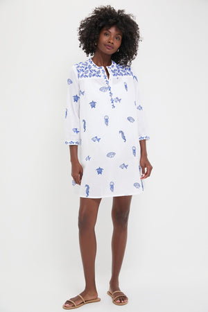White Seaworld Embroidered Lily Dress
