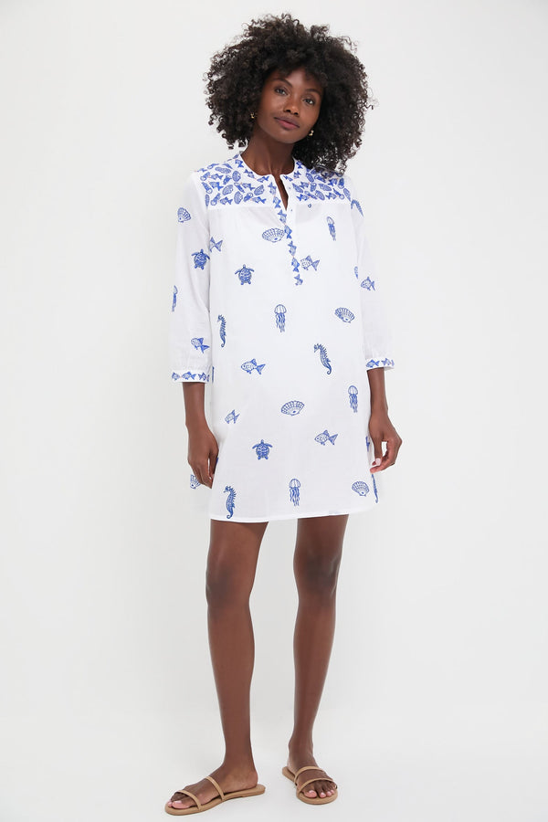 White Seaworld Embroidered Lily Dress